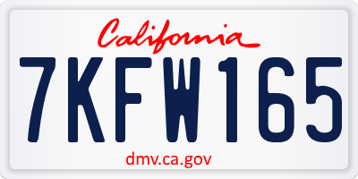 CA license plate 7KFW165