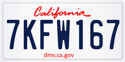CA license plate 7KFW167