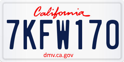 CA license plate 7KFW170