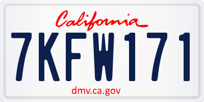 CA license plate 7KFW171