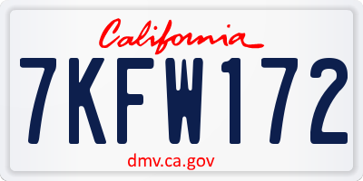 CA license plate 7KFW172