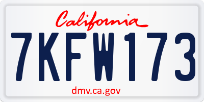 CA license plate 7KFW173