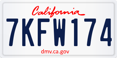 CA license plate 7KFW174