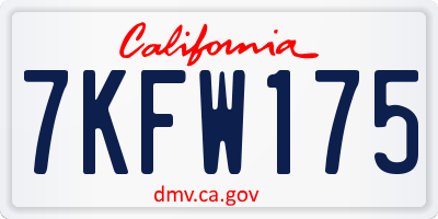 CA license plate 7KFW175