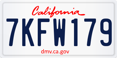 CA license plate 7KFW179