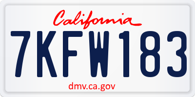 CA license plate 7KFW183