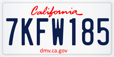 CA license plate 7KFW185