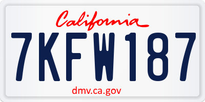 CA license plate 7KFW187