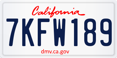 CA license plate 7KFW189