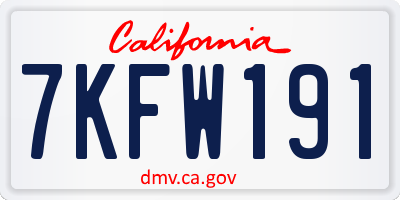 CA license plate 7KFW191