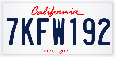 CA license plate 7KFW192