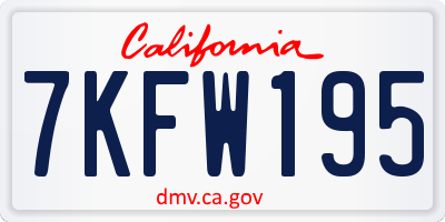 CA license plate 7KFW195