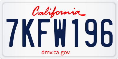 CA license plate 7KFW196