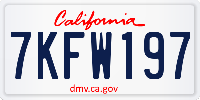 CA license plate 7KFW197