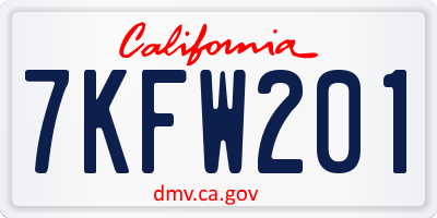 CA license plate 7KFW201