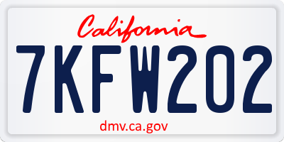 CA license plate 7KFW202