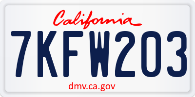 CA license plate 7KFW203