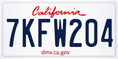 CA license plate 7KFW204