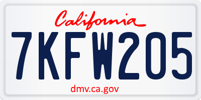 CA license plate 7KFW205