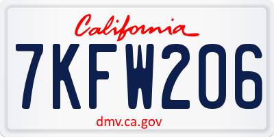 CA license plate 7KFW206