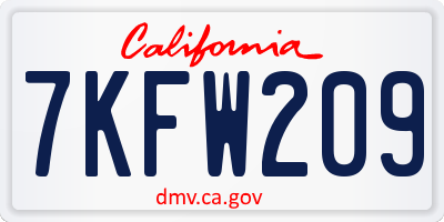 CA license plate 7KFW209