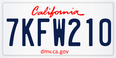 CA license plate 7KFW210