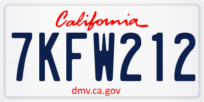 CA license plate 7KFW212