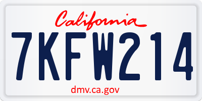 CA license plate 7KFW214