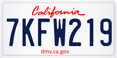 CA license plate 7KFW219