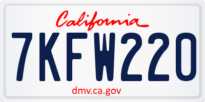 CA license plate 7KFW220