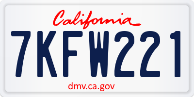 CA license plate 7KFW221