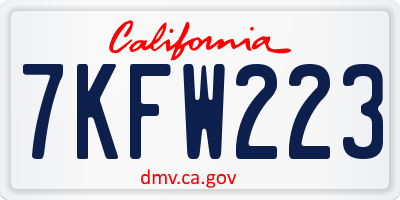 CA license plate 7KFW223