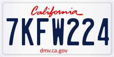 CA license plate 7KFW224
