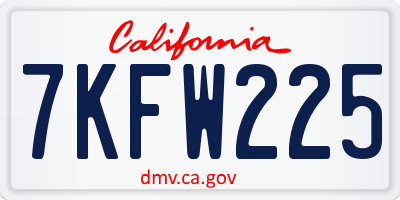 CA license plate 7KFW225