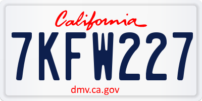 CA license plate 7KFW227