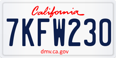 CA license plate 7KFW230