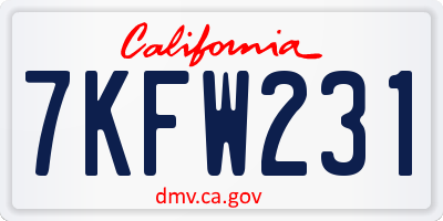 CA license plate 7KFW231