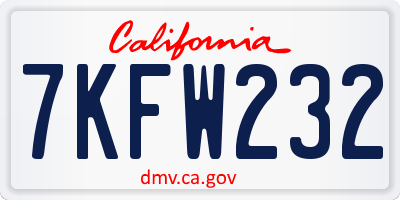 CA license plate 7KFW232