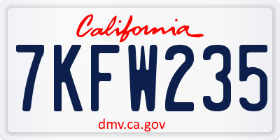 CA license plate 7KFW235