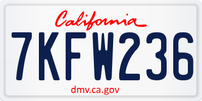 CA license plate 7KFW236
