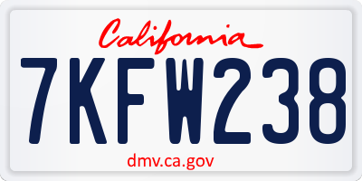 CA license plate 7KFW238