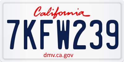 CA license plate 7KFW239
