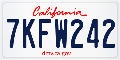 CA license plate 7KFW242