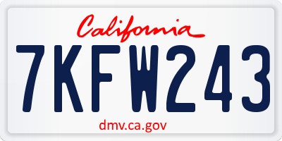 CA license plate 7KFW243
