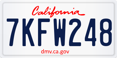 CA license plate 7KFW248