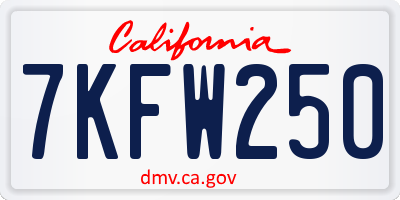 CA license plate 7KFW250