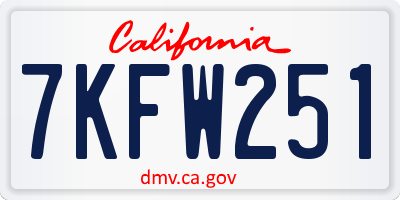 CA license plate 7KFW251