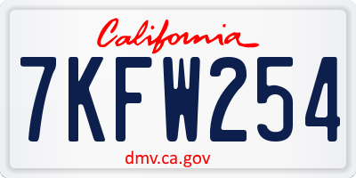 CA license plate 7KFW254