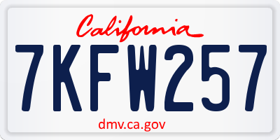 CA license plate 7KFW257