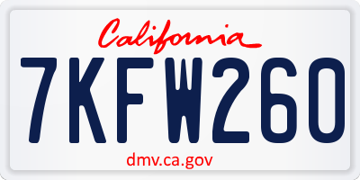 CA license plate 7KFW260